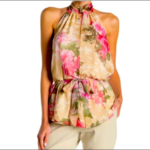 Walter Baker Tops - Walter Baker Cream Pink Floral Halter Top